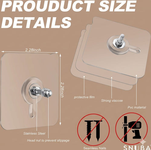 Strong Reusable Adhesive Wall Hooks – Pack of 40