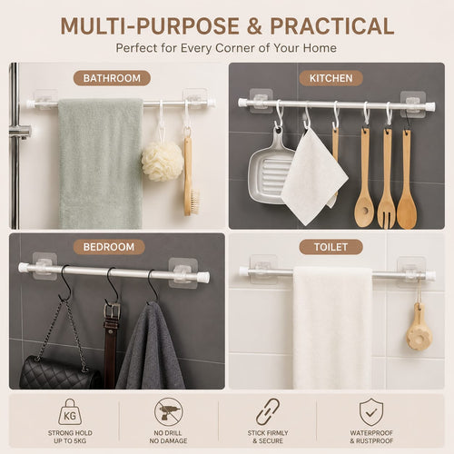 Self-Adhesive Curtain Rod Clips