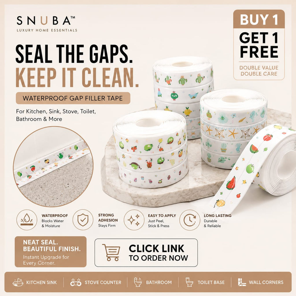 Waterproof & Oil-Proof Self Adhesive Caulk Tape – for Kitchen & Bathroom (Pack of 2 Tape Sets)