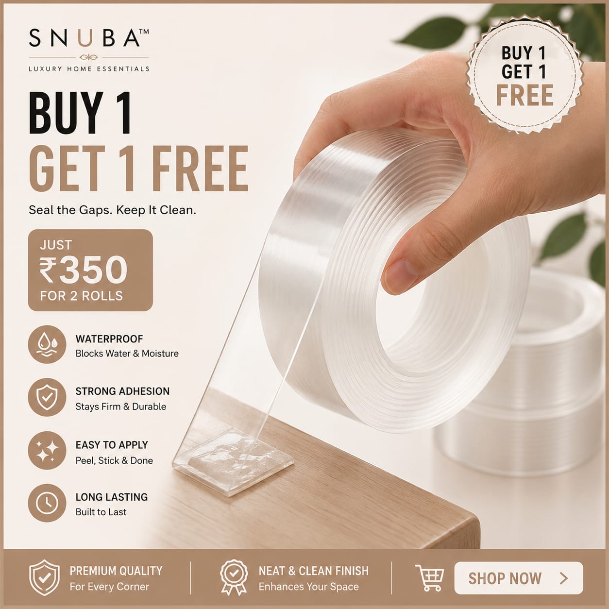 Double-Sided Tape – Strong, Invisible & Hassle-Free Fixing (Buy 1 Get 1 Free)